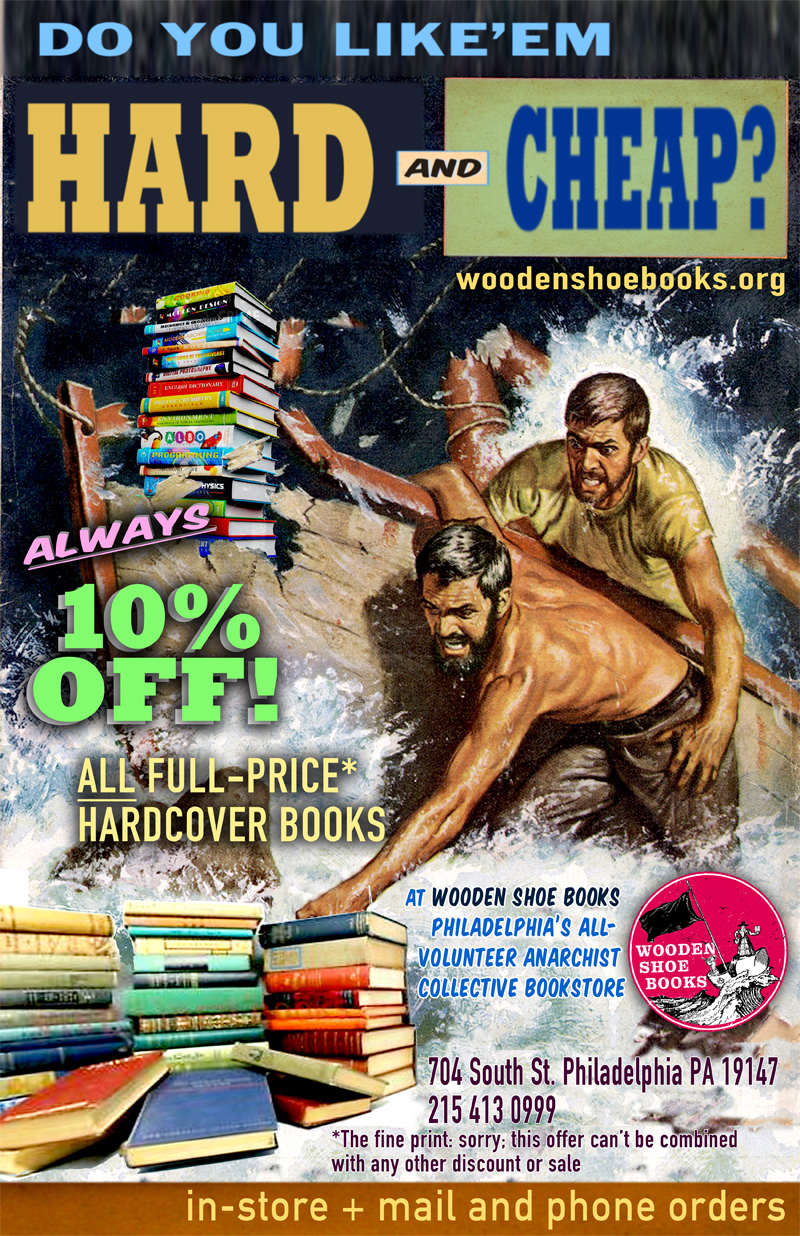 10% discount on all full-price hardcover books at Wooden Shoe Books
